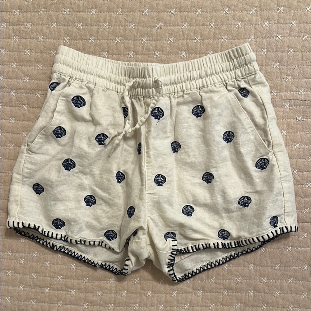 Crewcuts Cream and Blue embroidered Shorts
